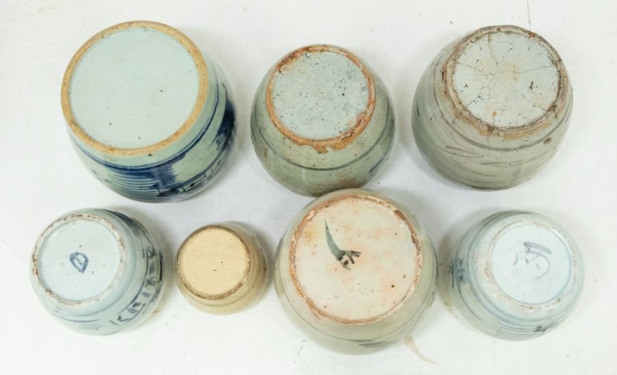 Collection of Chinese blue and white ginger jars, Qing dynasty, 19th century — detail 1