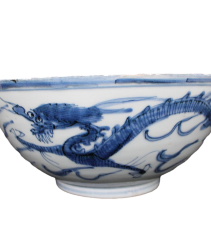 Blue and white dragon bowl, Ming dynasty, Wanli