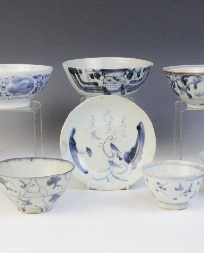 Collection of Chinese blue and white shipwreck cargo wares, Ming dynasty and later