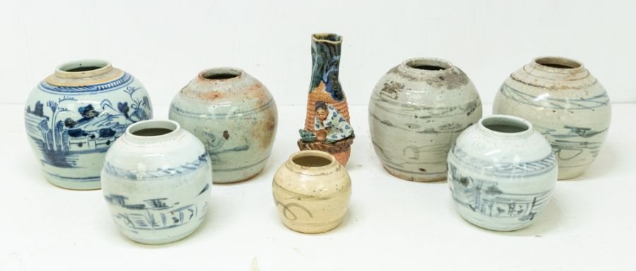 Collection of Chinese blue and white ginger jars, Qing dynasty, 19th century